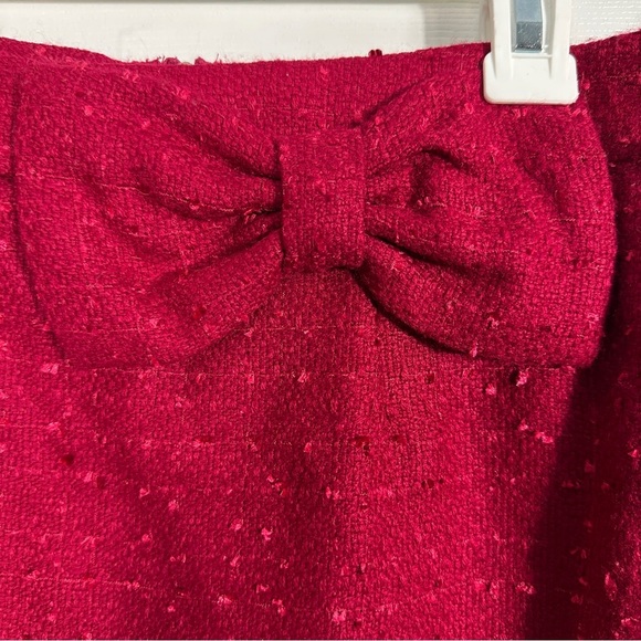 Forever 21 size small skirt, textured, deep red/fuschia color, bow, holidays - Picture 2 of 7